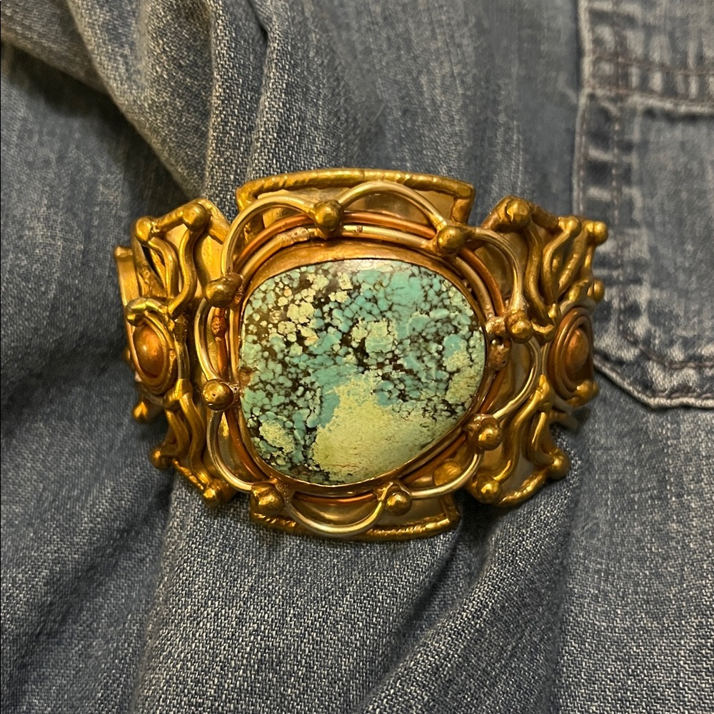 Turquoise and Bronze Cuff Bracelet